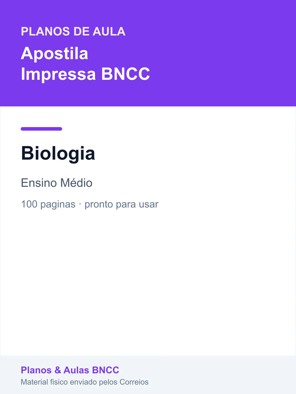 Planos de Aula de Biologia — Ensino Médio (Apostila Impressa BNCC)