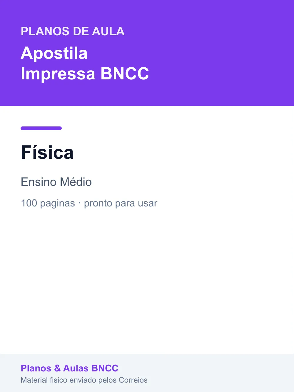 Planos de Aula de Física — Ensino Médio (Apostila Impressa BNCC)